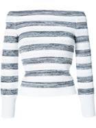 Oscar De La Renta Off-shoulder Striped Jumper, Women's, Size: Medium, Black, Viscose