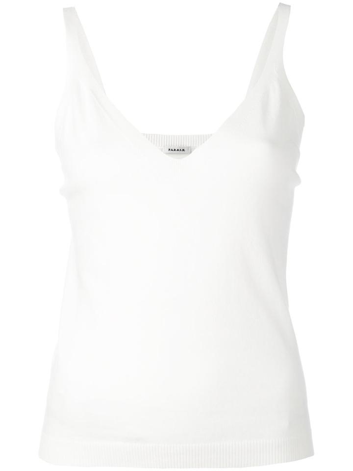 P.a.r.o.s.h. - V-neck Camisole - Women - Cotton/spandex/elastane - Xl, White, Cotton/spandex/elastane