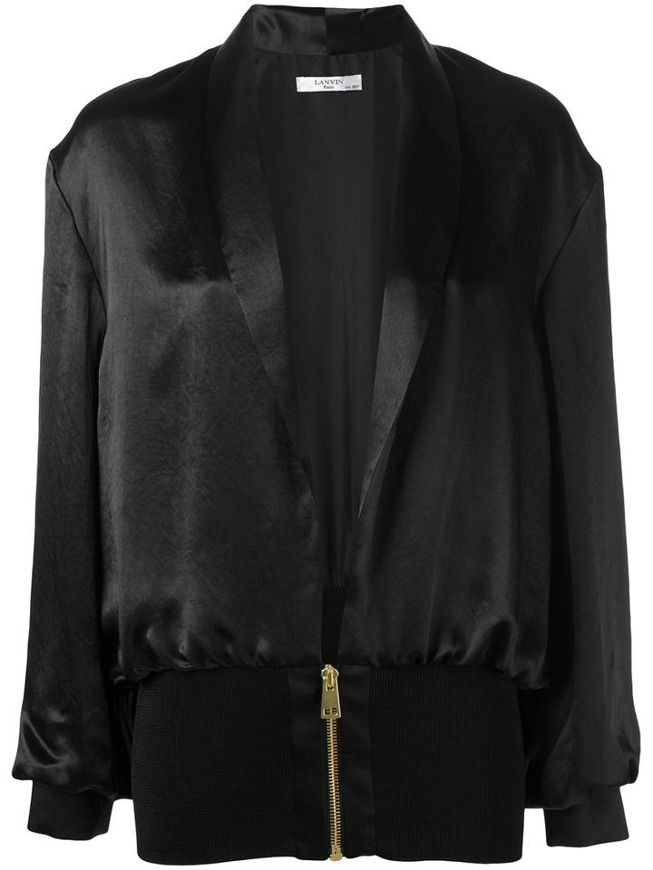 Lanvin - Silk Bomber Jacket - Women - Silk/acetate/viscose - 38, Black, Silk/acetate/viscose