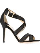 Jimmy Choo Lottie Sandals, Women's, Size: 40, Black, Leather/lurex