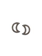 Rosa De La Cruz Diamond Encrusted Moon Earrings, Women's, Black