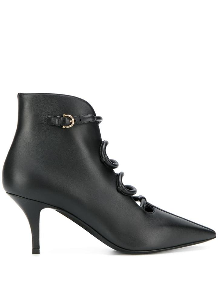 Salvatore Ferragamo Gancini Snake Boots - Black