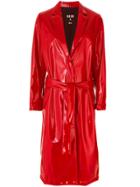 Msgm Tied Longline Coat - Red
