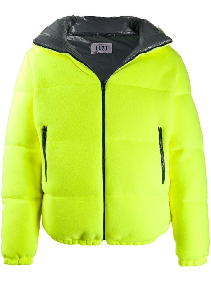 Lc23 Textured Neon Puffer Jacket - Yellow