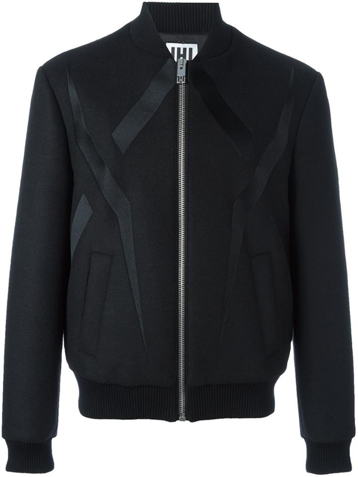 Les Hommes Urban Contrast Detail Bomber Jacket - Black