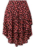 Ganni Lindale Crepe Floral-print Skirt - Black