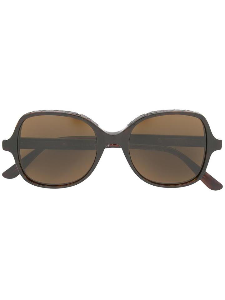 Bottega Veneta Eyewear Intrecciato Embossed Sunglasses, Adult Unisex, Black, Acetate