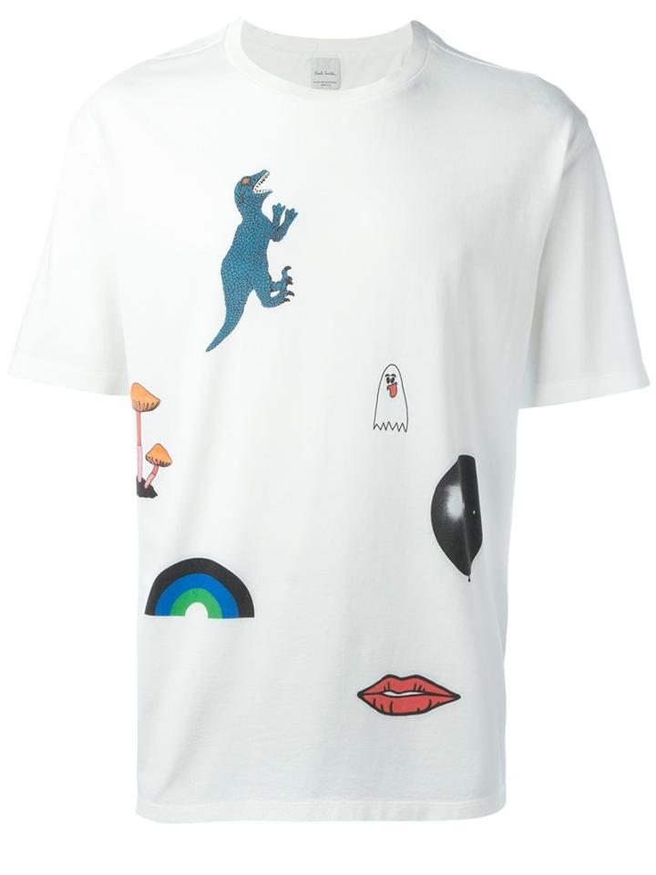 Paul Smith Digital Multi Print T-shirt, Men's, Size: Medium, White, Cotton