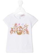 Monnalisa - Rabbit Print T-shirt - Kids - Cotton/spandex/elastane - 18 Mth, White