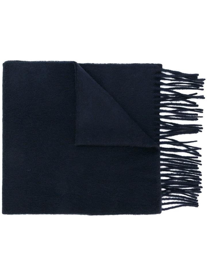Pringle Of Scotland Fringed Hem Scarf - Blue