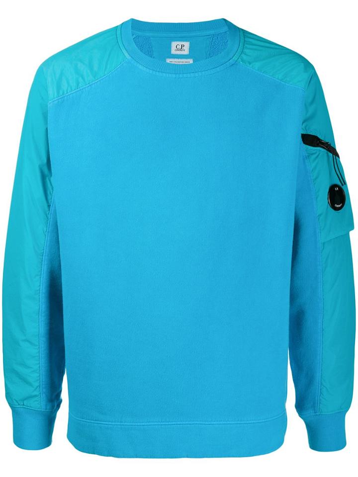 Cp Company Sleeve Pocket Crew Neck Sweatshirt - Blue