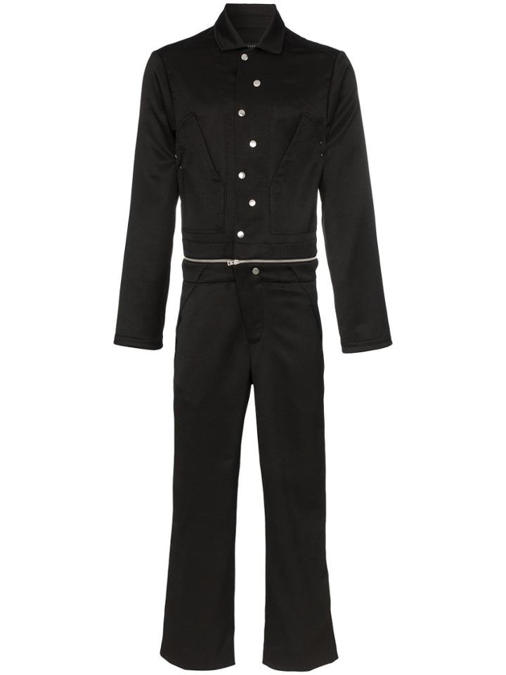 Mackintosh Detachable Straight Leg Collared Jumpsuit - Black