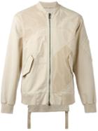 Helmut Lang Patchwork Bomber Jacket, Men's, Size: Large, Nude/neutrals, Cotton/spandex/elastane