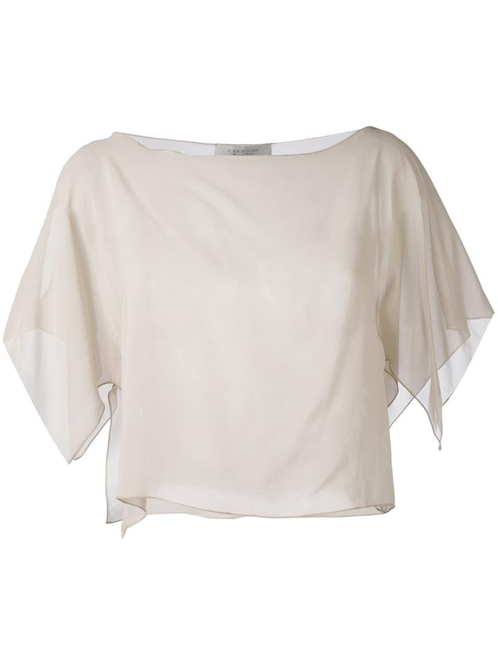 D.exterior - Semi-sheer Cropped Blouse - Women - Silk - S, Nude/neutrals, Silk