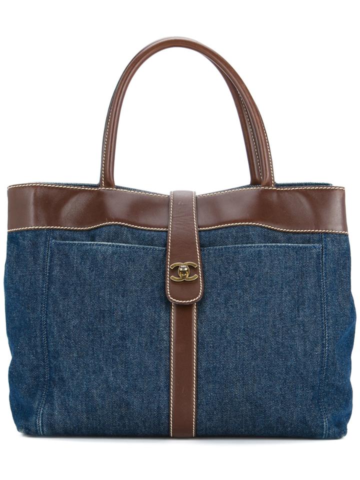 Chanel Vintage Cc Logo Vintage Tote - Blue