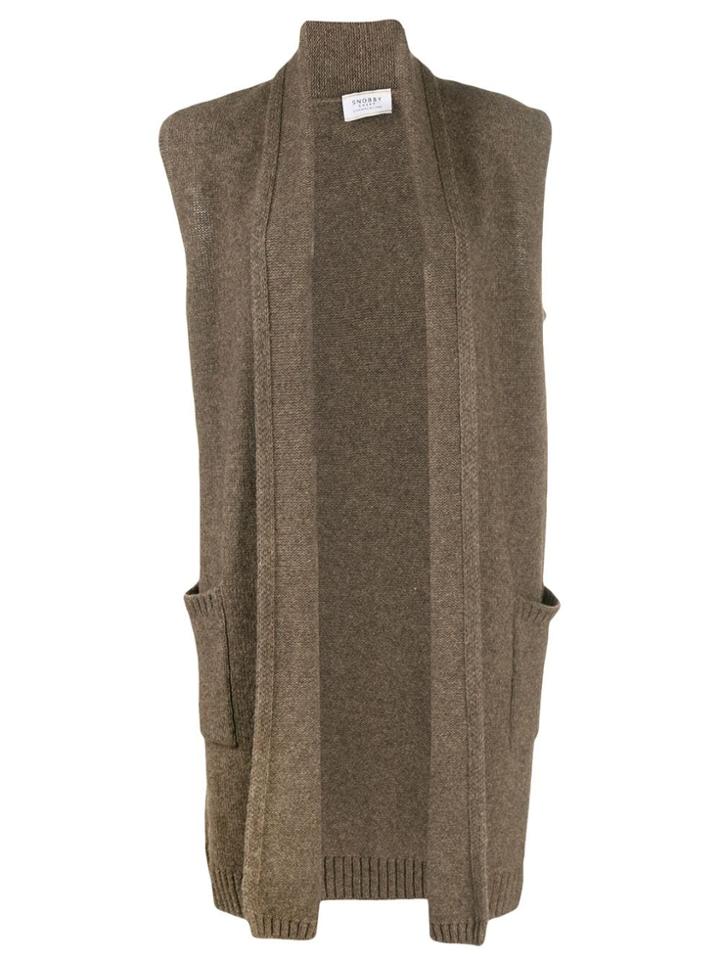 Snobby Sheep Knitted Midi Gilet - Brown