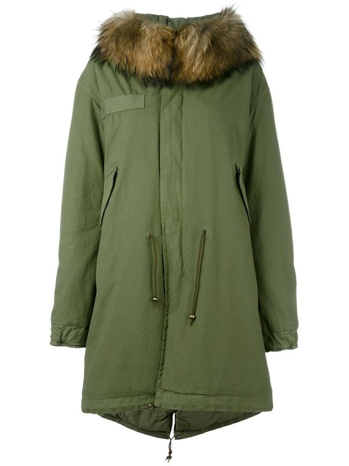 Mr & Mrs Italy Oversized Parka, Women's, Size: Xs, Green, Cotton/lamb Skin/racoon Fur