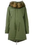 Mr & Mrs Italy Oversized Parka, Women's, Size: Xs, Green, Cotton/lamb Skin/racoon Fur