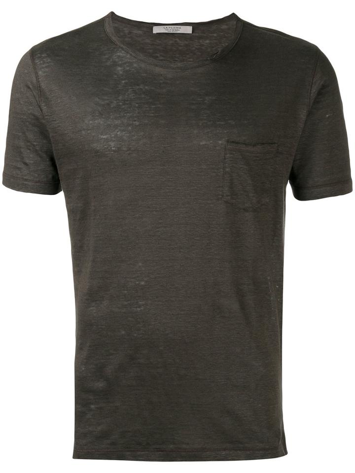 La Fileria For D'aniello Chest Pocket T-shirt, Men's, Size: 48, Green, Linen/flax