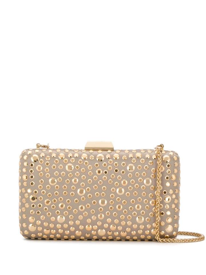 Liu Jo Rhinestone Studded Clutch Bag - Neutrals