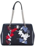Salvatore Ferragamo - Floral Denim Tote - Women - Leather - One Size, Blue, Leather