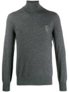 Alexander Mcqueen Metallic Skull Patch Jumper - Grey