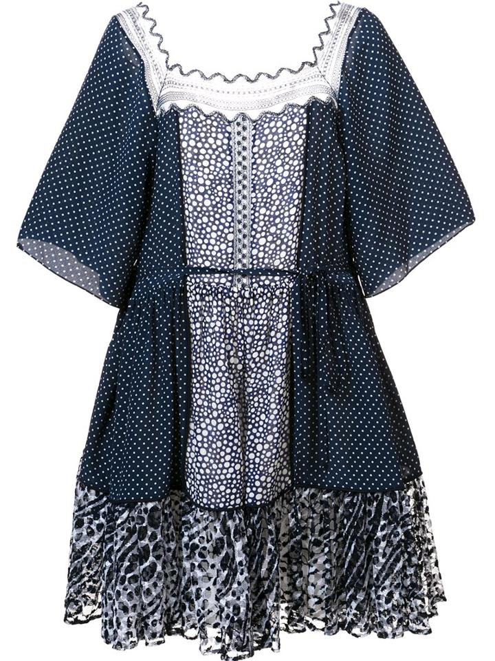 Chloé Polka Dot Babydoll Dress, Women's, Size: 36, Blue, Silk/cotton/nylon/viscose