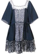 Chloé Polka Dot Babydoll Dress, Women's, Size: 36, Blue, Silk/cotton/nylon/viscose