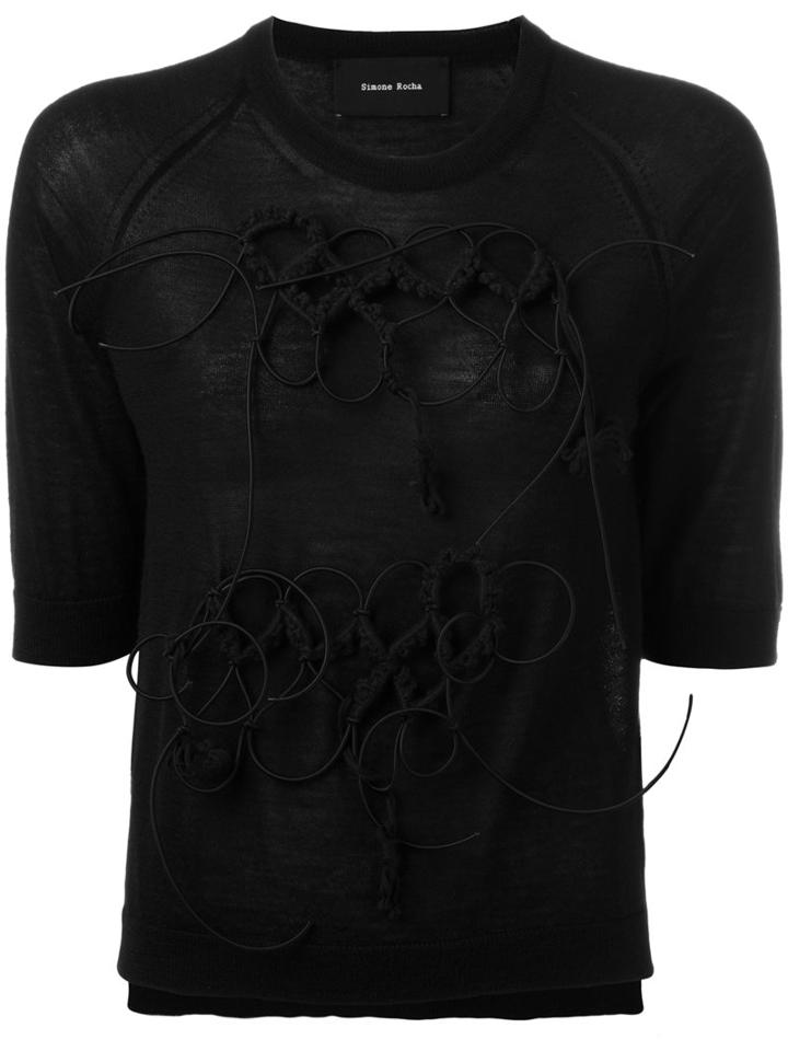 Simone Rocha - Appliqué Detail Jumper - Women - Silk/cashmere/merino - S, Black, Silk/cashmere/merino