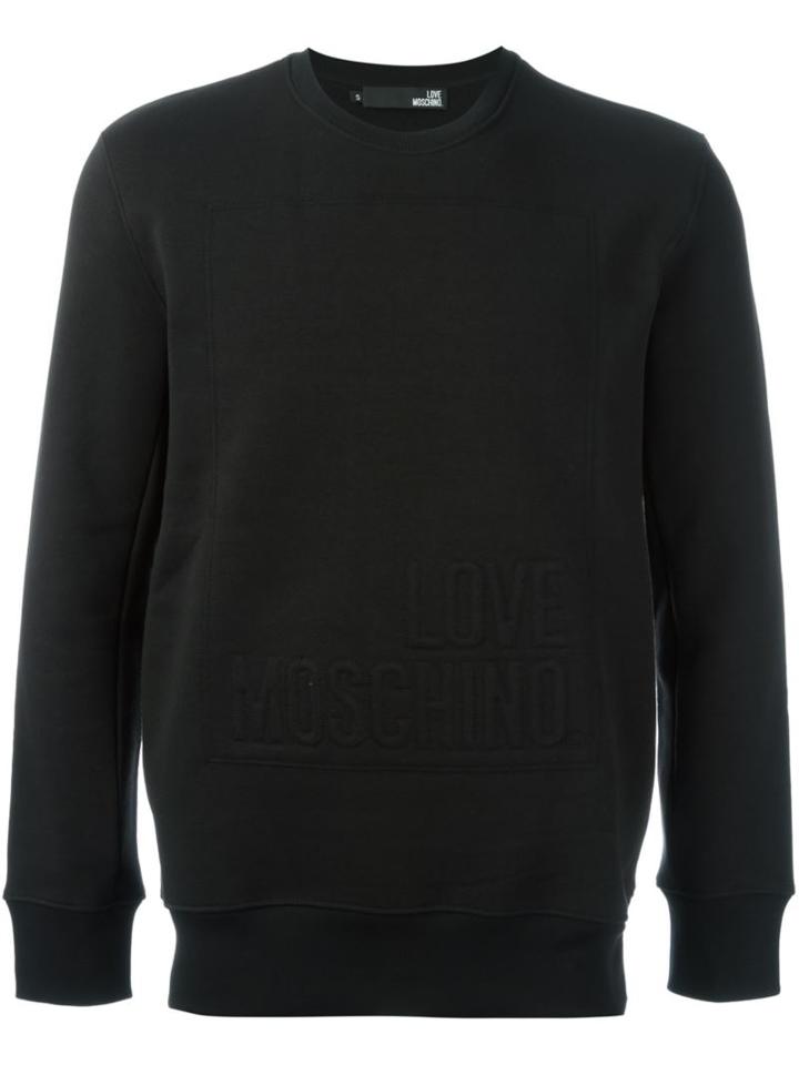 Love Moschino Embossed Logo Sweatshirt, Men's, Size: Large, Black, Cotton/polyester