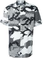 Neil Barrett Camouflage Print Shirt, Men's, Size: 40, Black, Cotton/spandex/elastane
