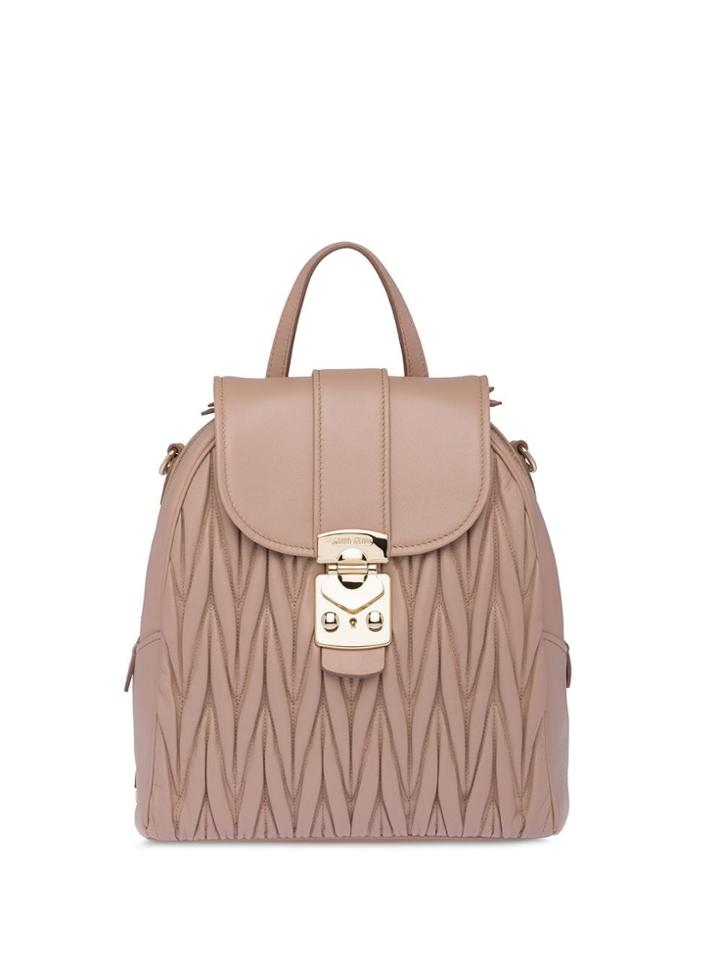 Miu Miu Matelassé Nappa Leather Backpack - Neutrals