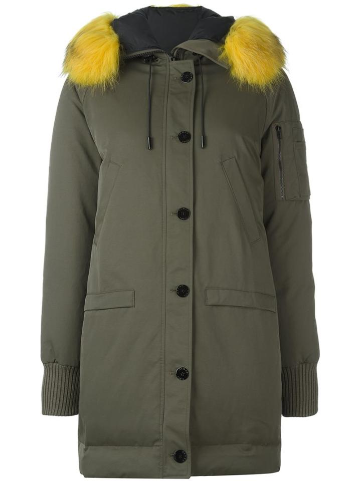 Kenzo Padded Parka, Women's, Size: Medium, Green, Nylon/racoon Fur/feather Down