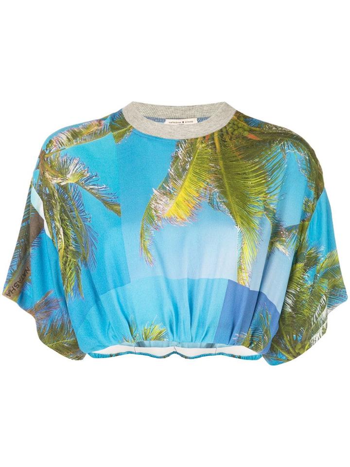 Natasha Zinko Palm Trees Cropped Top - Blue