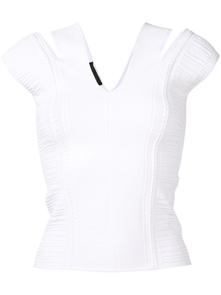 Versace - Ribbed Cut-out Top - Women - Cotton - 44, White, Cotton