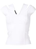 Versace - Ribbed Cut-out Top - Women - Cotton - 44, White, Cotton