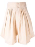 Chloé - Pegged Shorts - Women - Cotton/linen/flax - 38, Pink/purple, Cotton/linen/flax