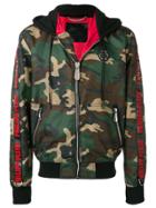 Philipp Plein Hooded Camouflage Jacket - Green