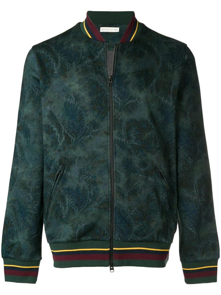 Etro Contrast-trim Bomber Jacket - Green