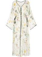 Mame Floral Print Plunge Neck Dress - White