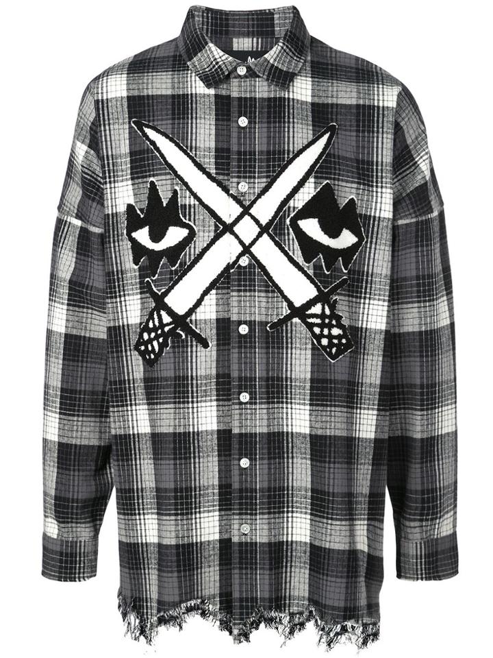 Haculla Fighter Eyes Plaid Shirt - Black