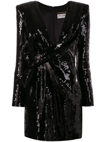 Saint Laurent Sequin Blazer Dress - Black