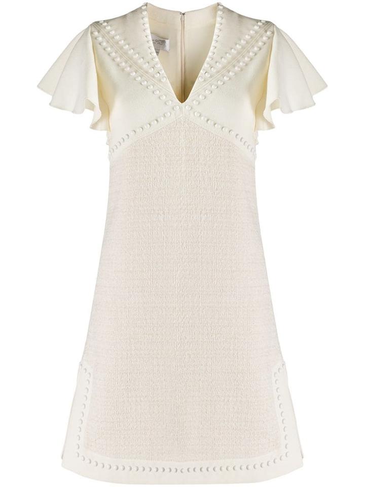 Giambattista Valli Studded V-neck Dress - Neutrals