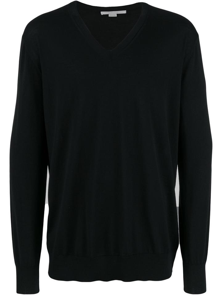 Stella Mccartney Classic V-neck Pullover, Men's, Size: Large, Black, Virgin Wool