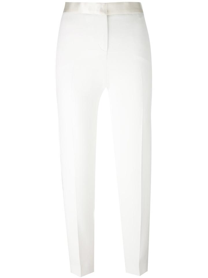 Versace Skinny Stripe Panel Trousers, Women's, Size: 40, White, Silk
