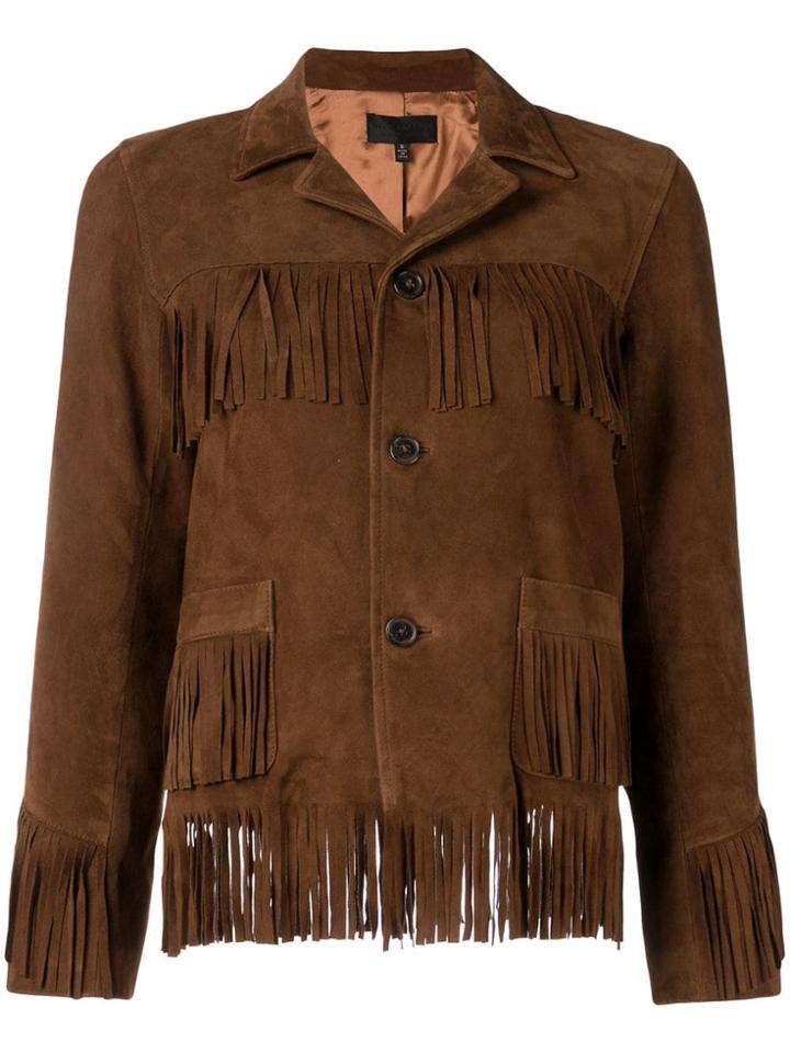 Nili Lotan Fringe Detail Jacket - Brown