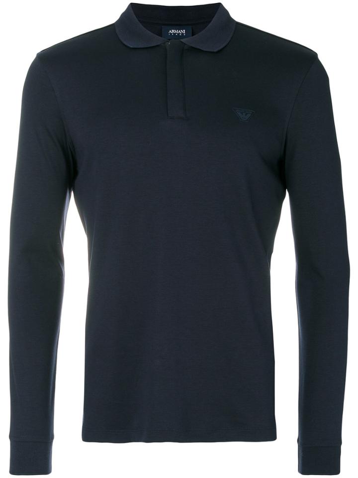 Armani Jeans Longsleeved Polo Shirt - Blue