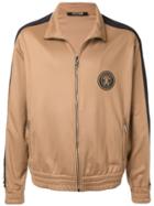 Roberto Cavalli Logo Print Zip-up Jacket - Brown