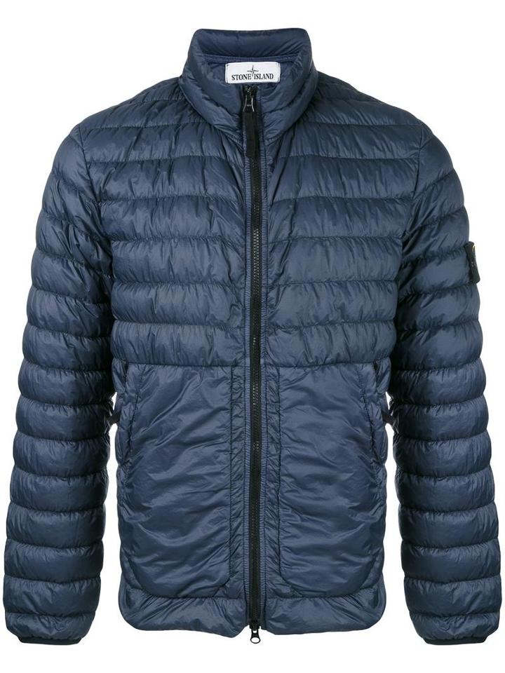 Stone Island Padded Jacket, Men's, Size: Small, Blue, Polyamide/polyurethane Resin/duck Feathers/polyimide