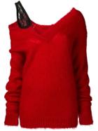 Christopher Kane V Neck Mohair Sweater - Red